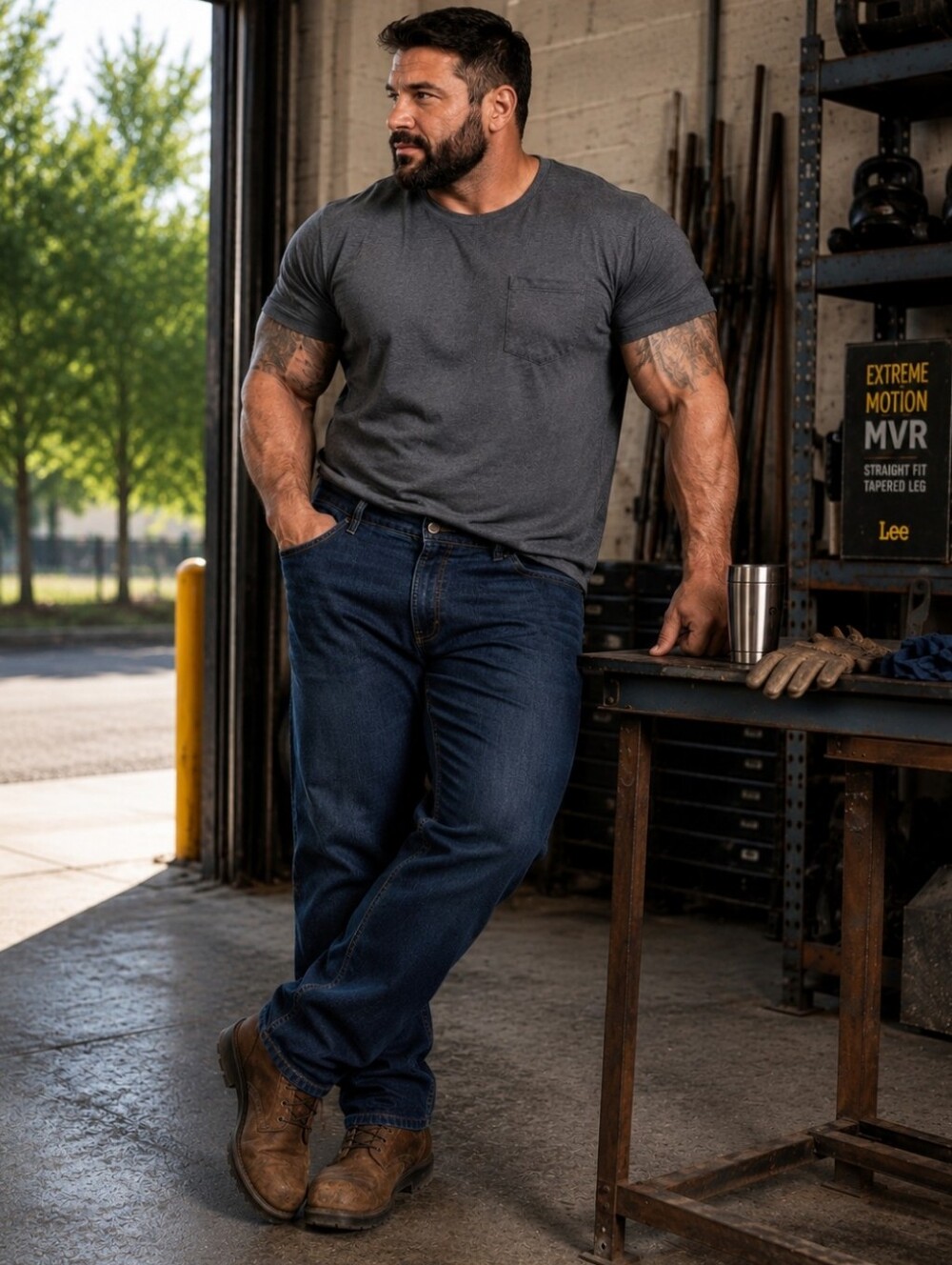 Lee Extreme Motion MVP Jeans Men's 40x32 Dark Stretch Straight Tapered Comfort